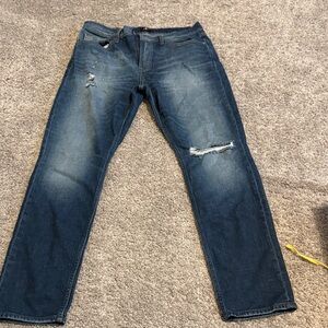 Womens Distressed Dark Blue Jeans
